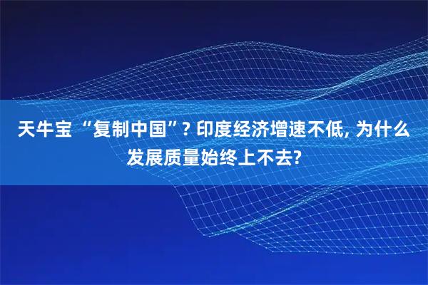 天牛宝 “复制中国”? 印度经济增速不低, 为什么发展质量始终上不去?