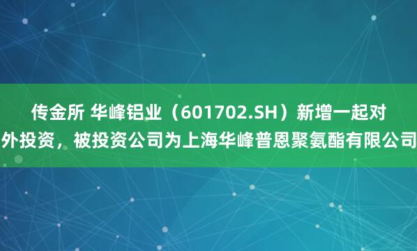 传金所 华峰铝业（601702.SH）新增一起对外投资，被投资公司为上海华峰普恩聚氨酯有限公司